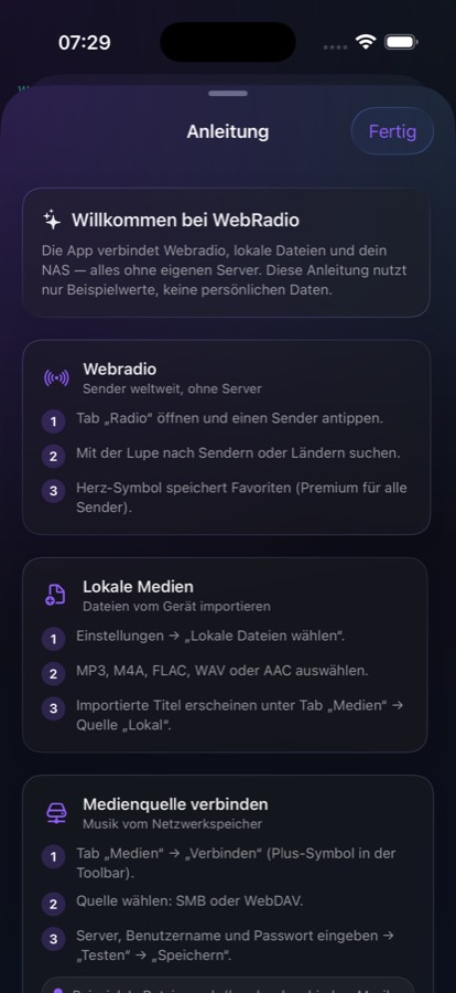 In-App-Anleitung