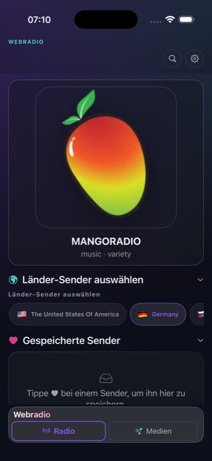 Radio: Senderliste und Favoriten