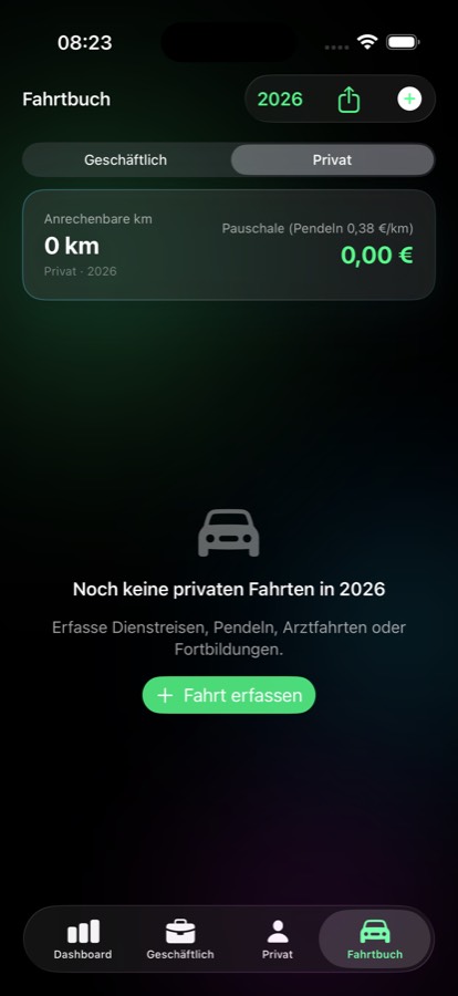 Fahrtbuch mit Kilometerpauschale